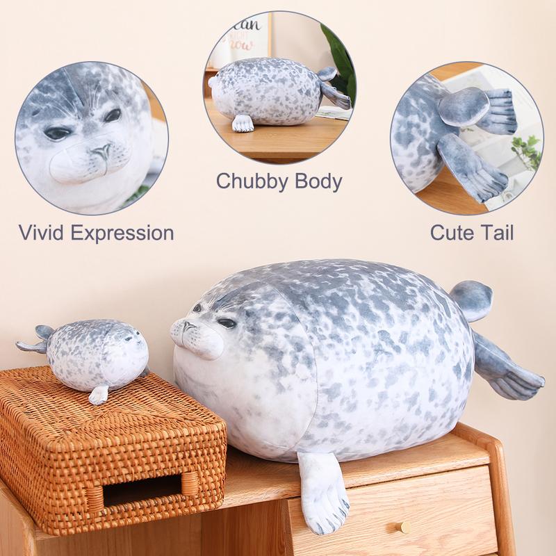 Cuddly Seal Plush Pillow with 4 Baby Seal Plushies In Her Tummy, Soft Hugging Stuffed Toy for anxity,Fun Seal Gift For Kids ,Outdoorfun cozyvibes