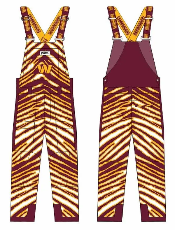 Zubaz NFL Adult Unisex Zebra Team Color Blizzard Snow Bib, Washington Commanders