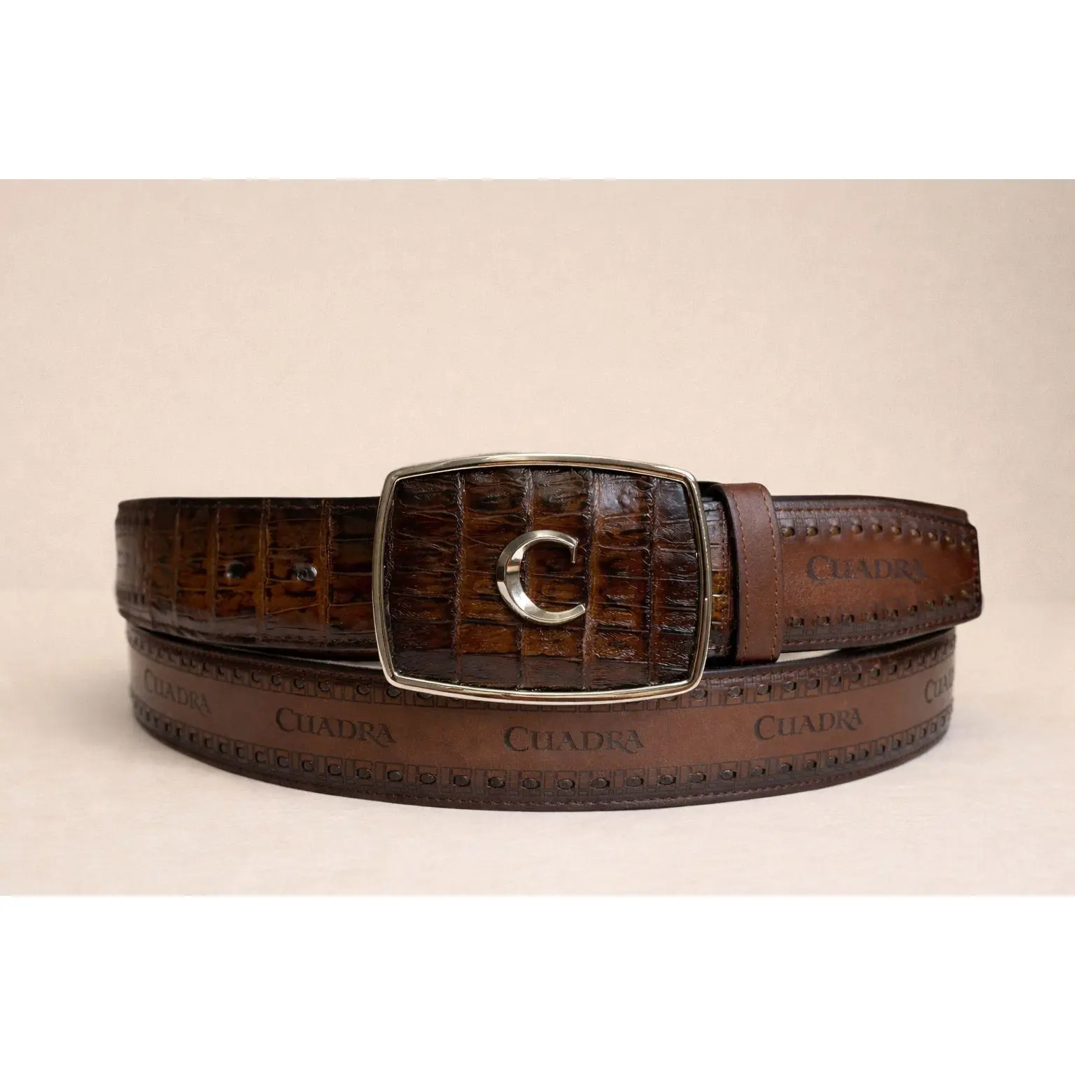 Cuadra Men's Honey Brown Genuine Leather Western Belt - Handcrafted Cowboy Belt