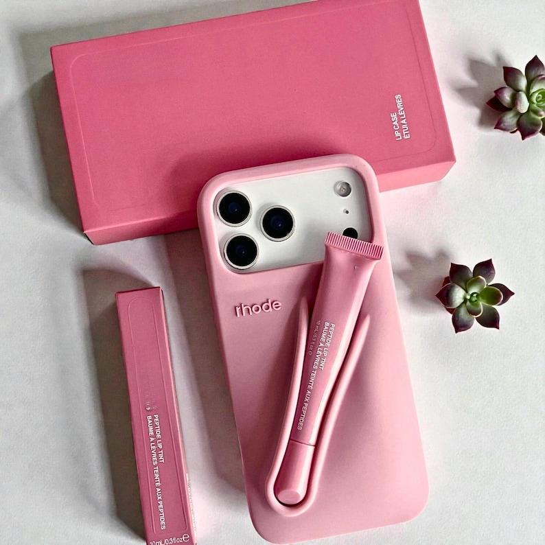 Rhode Lip Tint Silicone Phone Case + Lip Gloss Rhode Lip for iPhone 11–17 Shockproof design, smooth lipstick application| Fashionable protective nutrients, convenient for daily use
