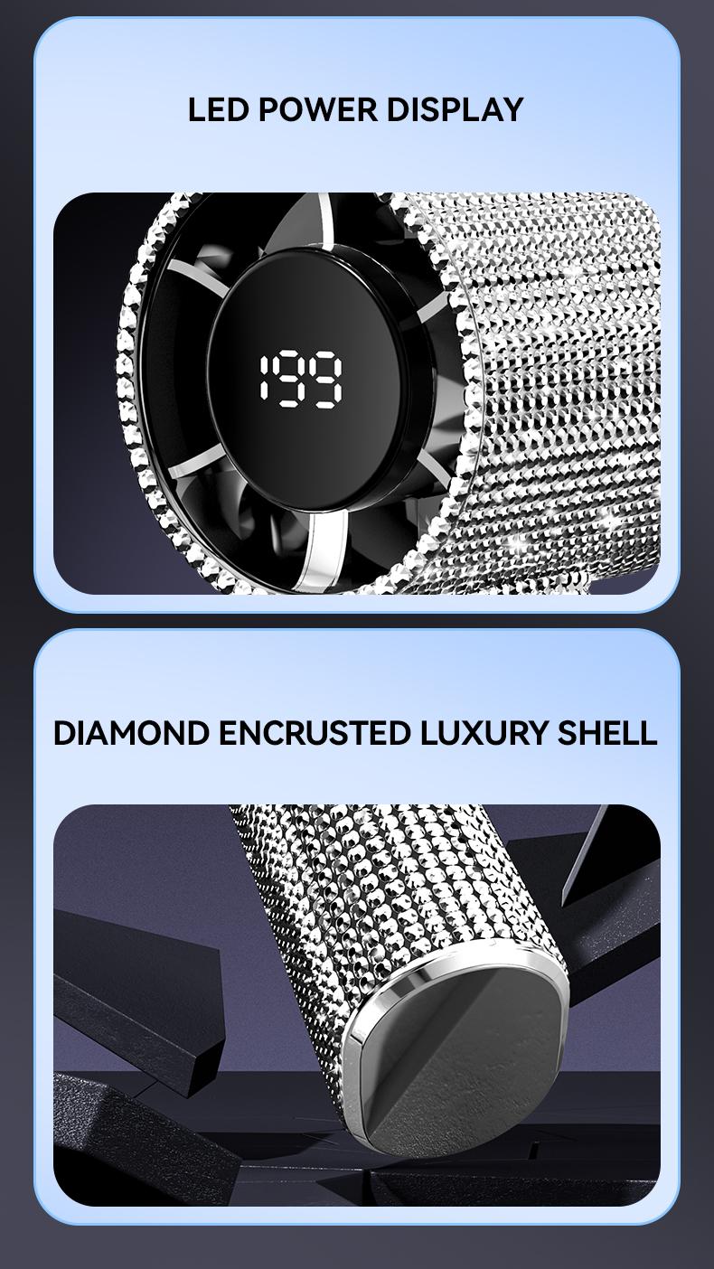 Portable Handheld Turbo Fan - Fashion Full Diamond Rechargeable Personal Battery Operated Mini Small Pocket Mini Fan for Travel/Outdoor/Vacation/Beach/Outdoor Activities