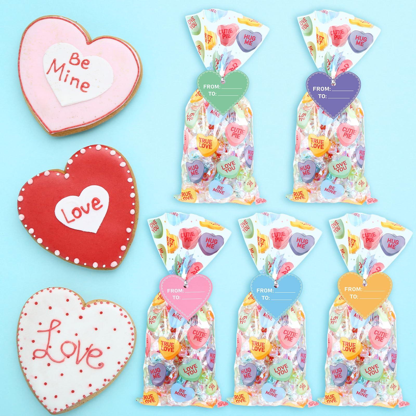 48/50/60 Pcs Mini Valentines Goodie Bags with Drawstring Tags Fixed Medium Size Bags Appreciation Gift for Friends Teacher Students Office Employee Coworker,Galentine's Day Birthday Holiday Wedding School Classroom Party Supplies,Valentine Gift Exchange