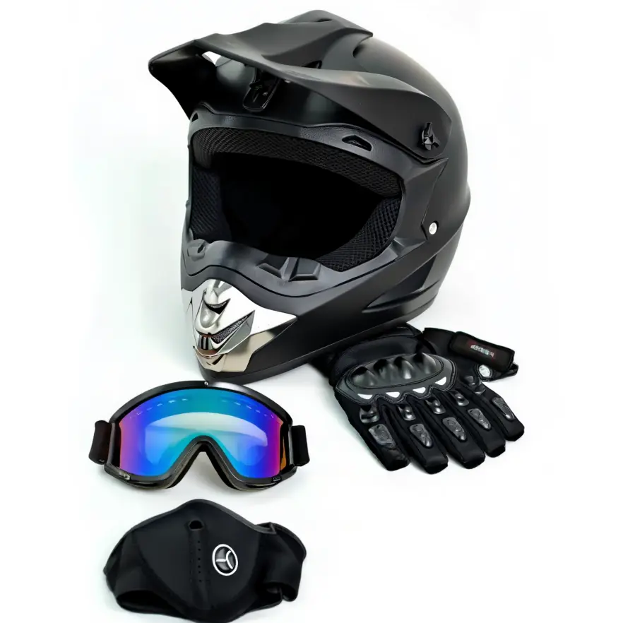 Adult Men’s Electric Bicycle Racing Helmet DOT Certified, 4 in 1 Full Face Aero Helmet with Goggles Gloves Face Shield, Windproof Breathable Adjustable Safety Helmet summerwins
