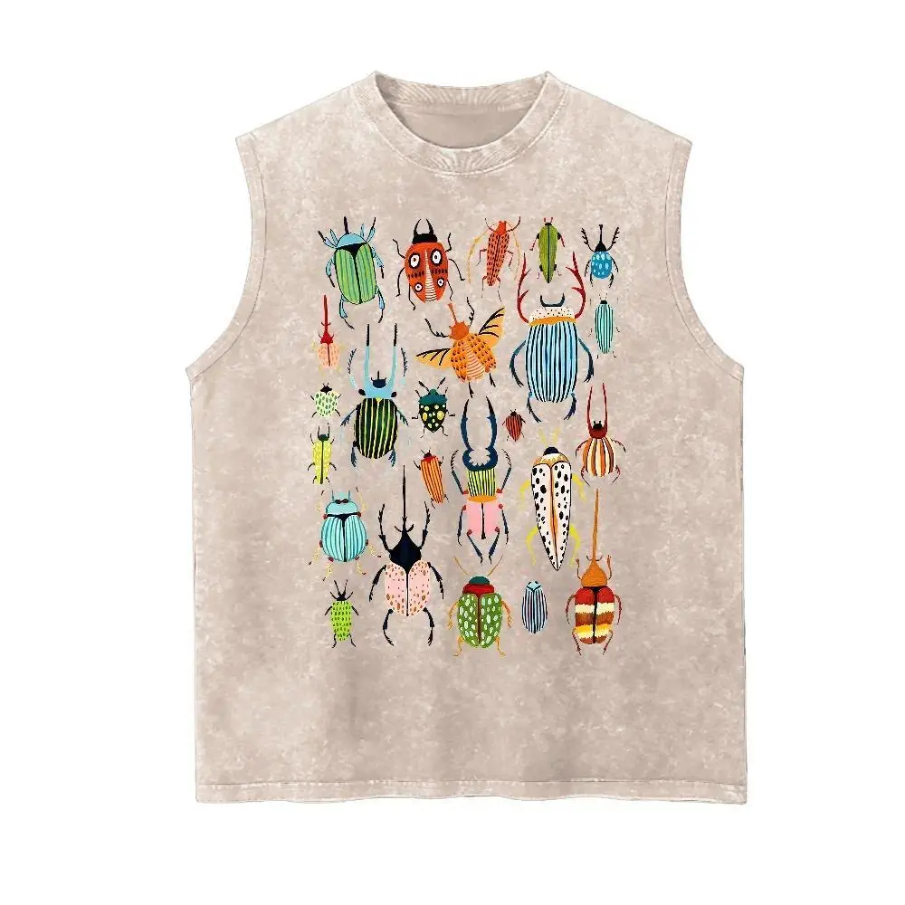 Vintage Colorful Beetle Insect Collection Vintage Tank 90s Graphic Sleeveless Tank Tops Men Vest Streetwear Outfits Men Vacation Outfits Sleeveless Shirt