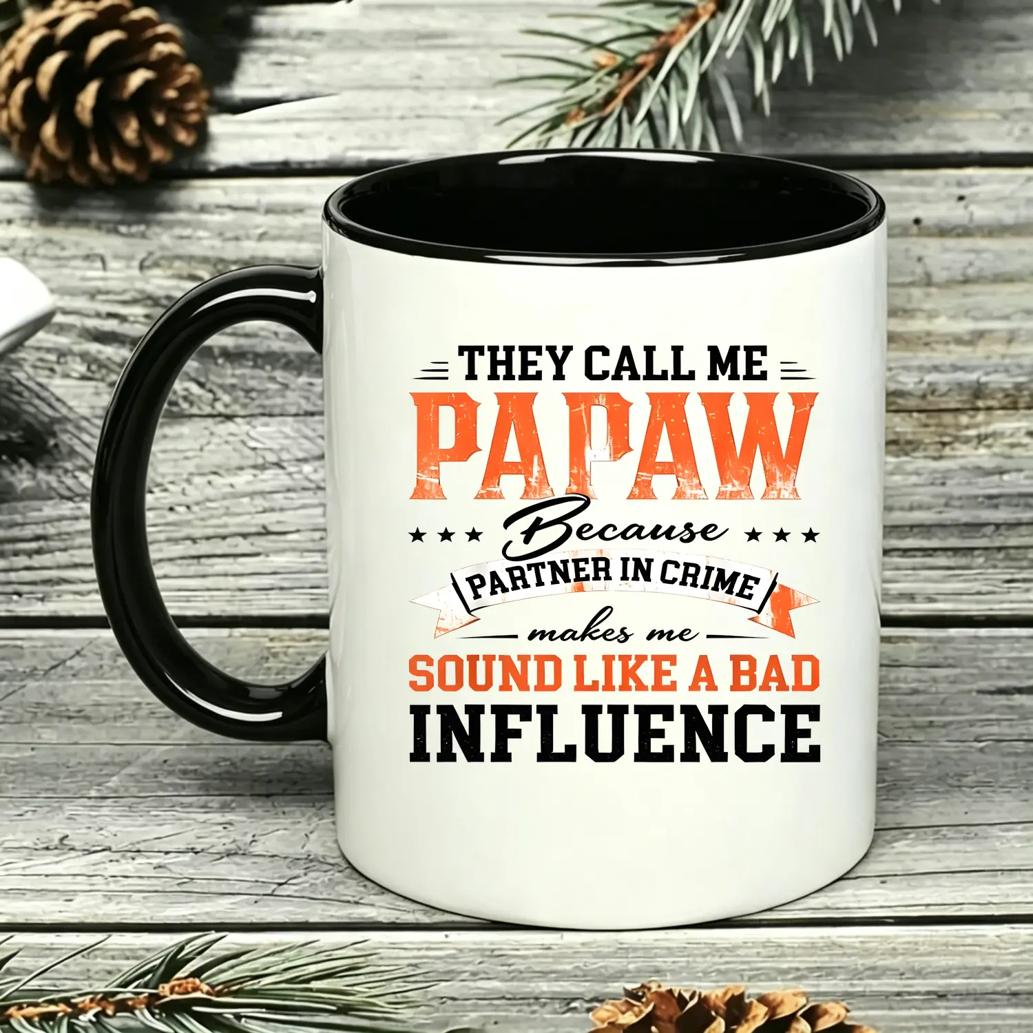 Retro Papaw Humor Ceramic 11oz Mug Ceramic Mug They Call Me Papaw Bad Influence Grandpa Gift Funny Vintage Style Coffee Cup For Grandfather Novelty Present For Family Father Figure