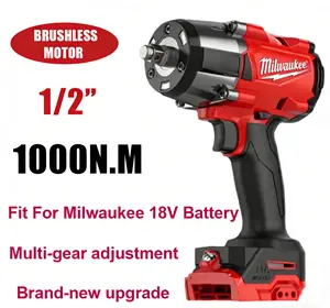 1000N Milwaukee 18V Battery Brushless Electric Wrench Impact Wrench Cordless Driver Repair Car Truck Power Tools