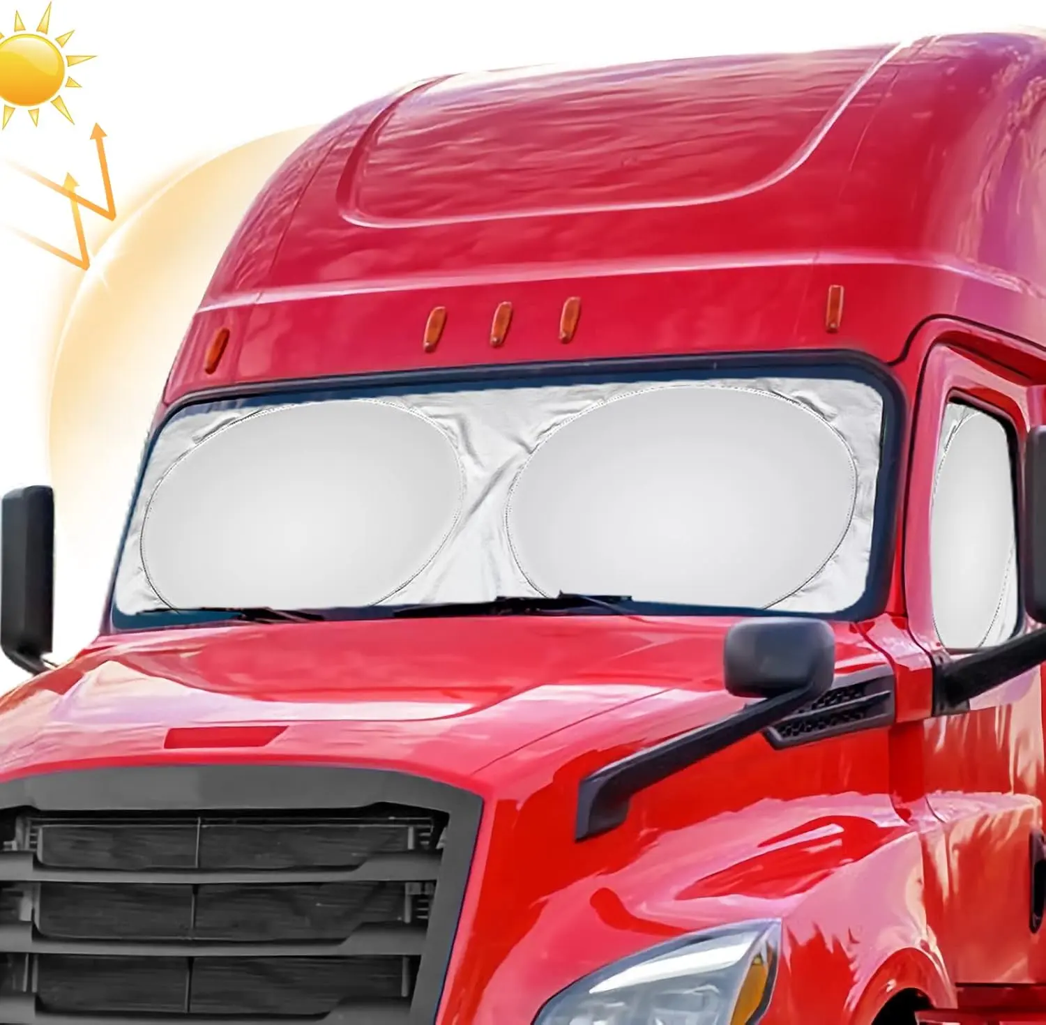 165 x 36 in Semi-Truck Sun Shade For Windshield and Side Window, Sun Protector Blocking UV Rays, Best For Semi, Commercial & Big Rig Trucks, RV