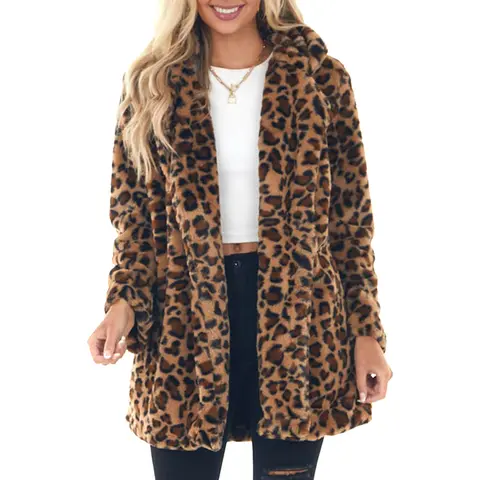 Buenoble Leopard Faux Fur Coat for Women | Super Soft Warm Stylish Winter Jacket | Viral Fall Winter Outfit