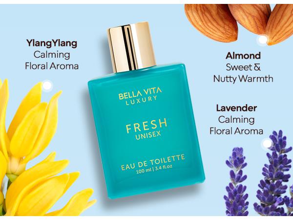 BellaVita Luxury's Fresh | Eau De Toilette Unisex Perfume | Men & Women | Lavender, Ylang-Ylang & Almond | Long Lasting 100 mL | 3.4 Fl.oz