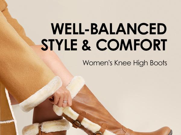 Dream Pairs Women's Wide Calf Snow Knee High Boots