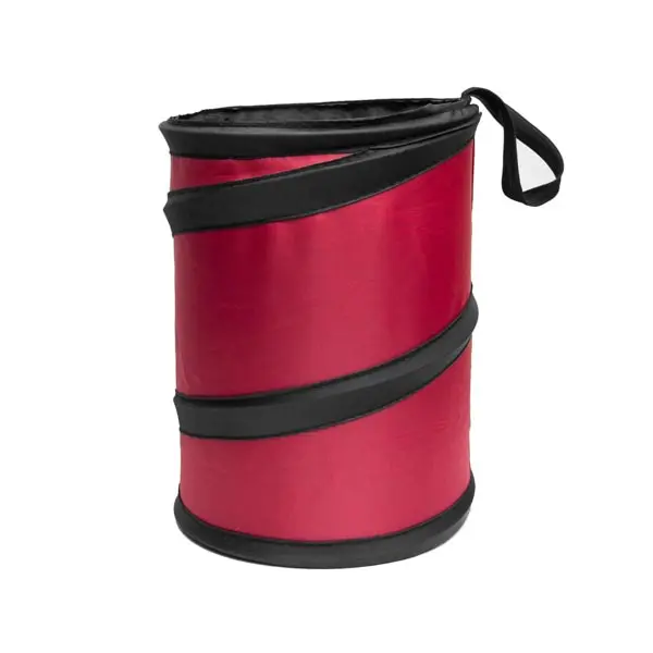 Small Red Durable Plastic Kitchen Garbage Can - Collapsible Fold Trashcan, Portable Bin with Internal Spring, Waterproof, Compact Space-Saving Storage for Home Cleaning Supplies