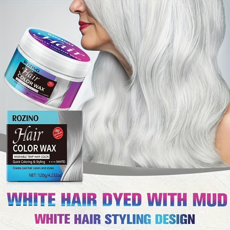 ROZINO White Temporary Hair Color Wax (4.2oz/120g) - Natural & Washable Hair Styling Pomade for Men & Women, Non-Sticky Hair Chalk for Cosplay, Halloween, Parties & Daily Use - Creates Bold White/Grey Hair Looks | TikTok Viral Hair Makeup Product