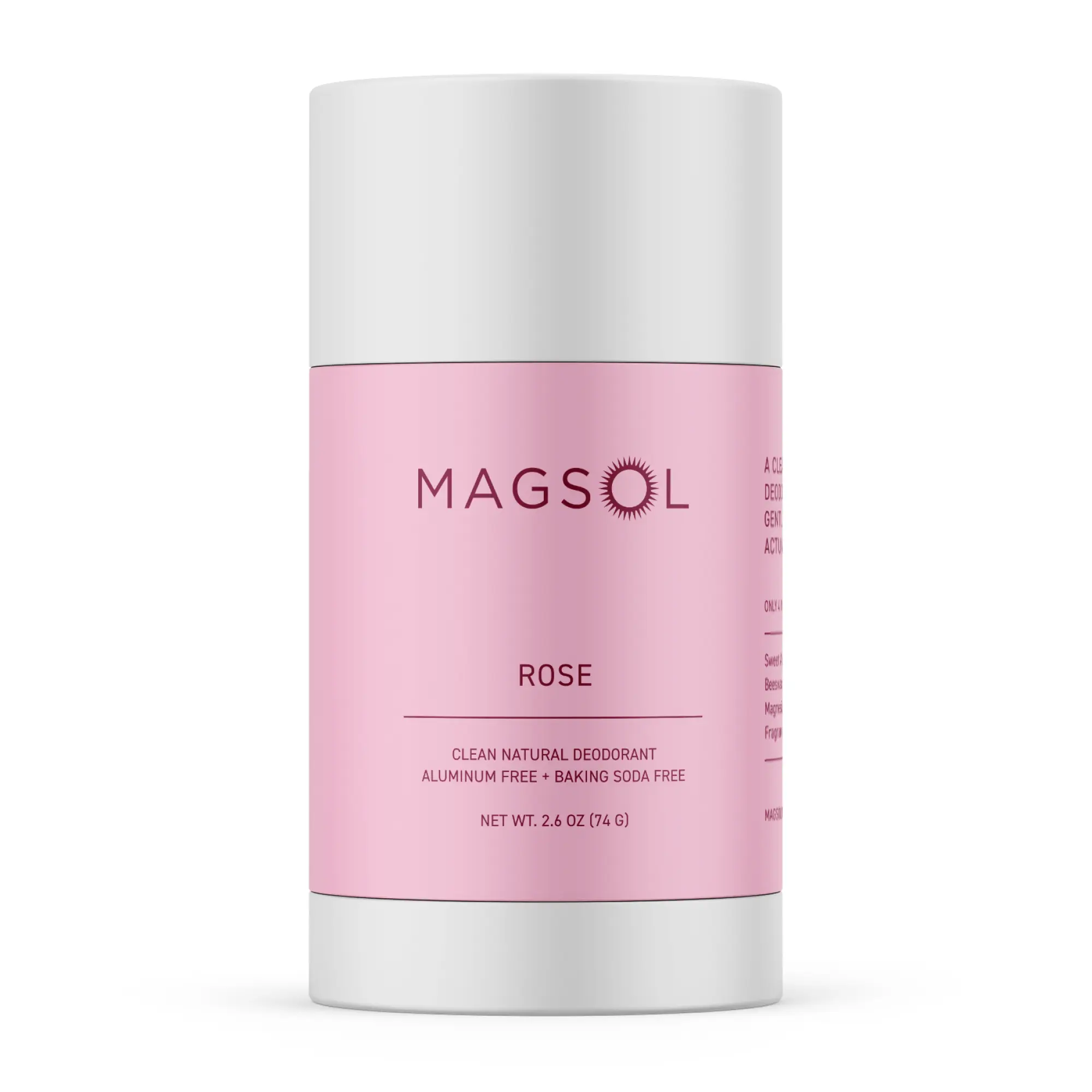 MAGSOL Natural Magnesium Deodorant - Rose | Aluminum Free and Baking Soda Free