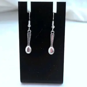 Spoon Earrings Hook Earrings with Stainless Steel Ear Wire Enameled Charms Novelty Jewelry