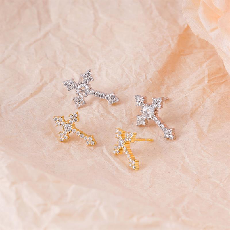 Delzzad Cross Prong Synthetic Moissanite Stud Earring S925 Moissanite Jewelry Perfect Birthday Mother’s Day Gift for Men Women Wedding Set