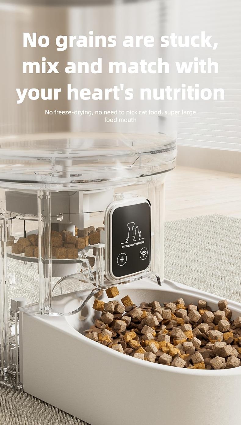 1.06 Gallon Smart Pet Feeder for Large Dogs, WiFi & APP Control Automatic Timed Feeder, Portion Control, USB/Battery Dual Power, Anti-Spill Design, Real-Time Alert & Auto-Off, Easy to Install