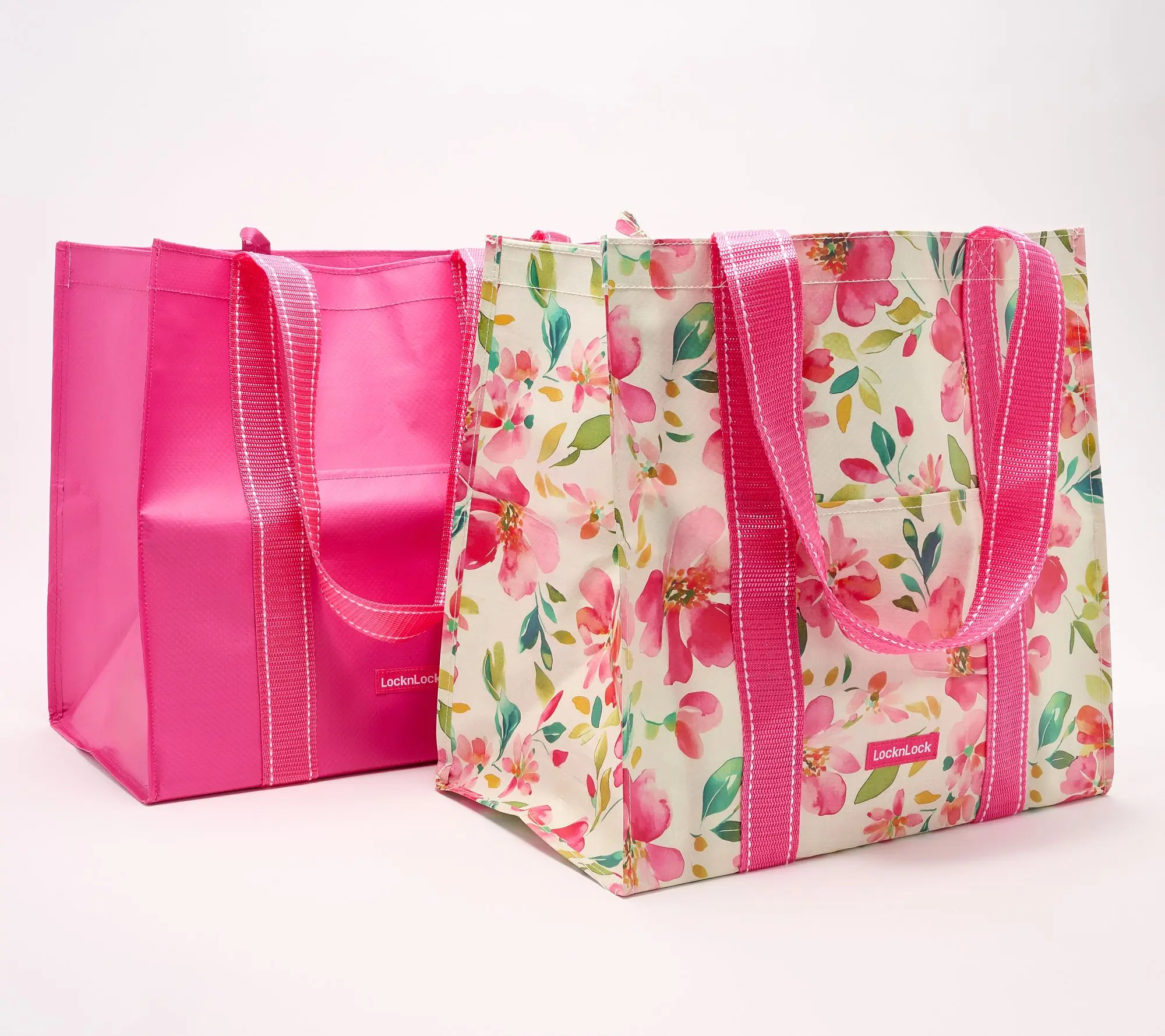 LocknLock Set of 2 Spring Print Shopping Tote Bags LocknLock Set of 2 Spring Print Shopping Tote Bags