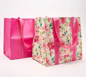 LocknLock Set of 2 Spring Print Shopping Tote Bags