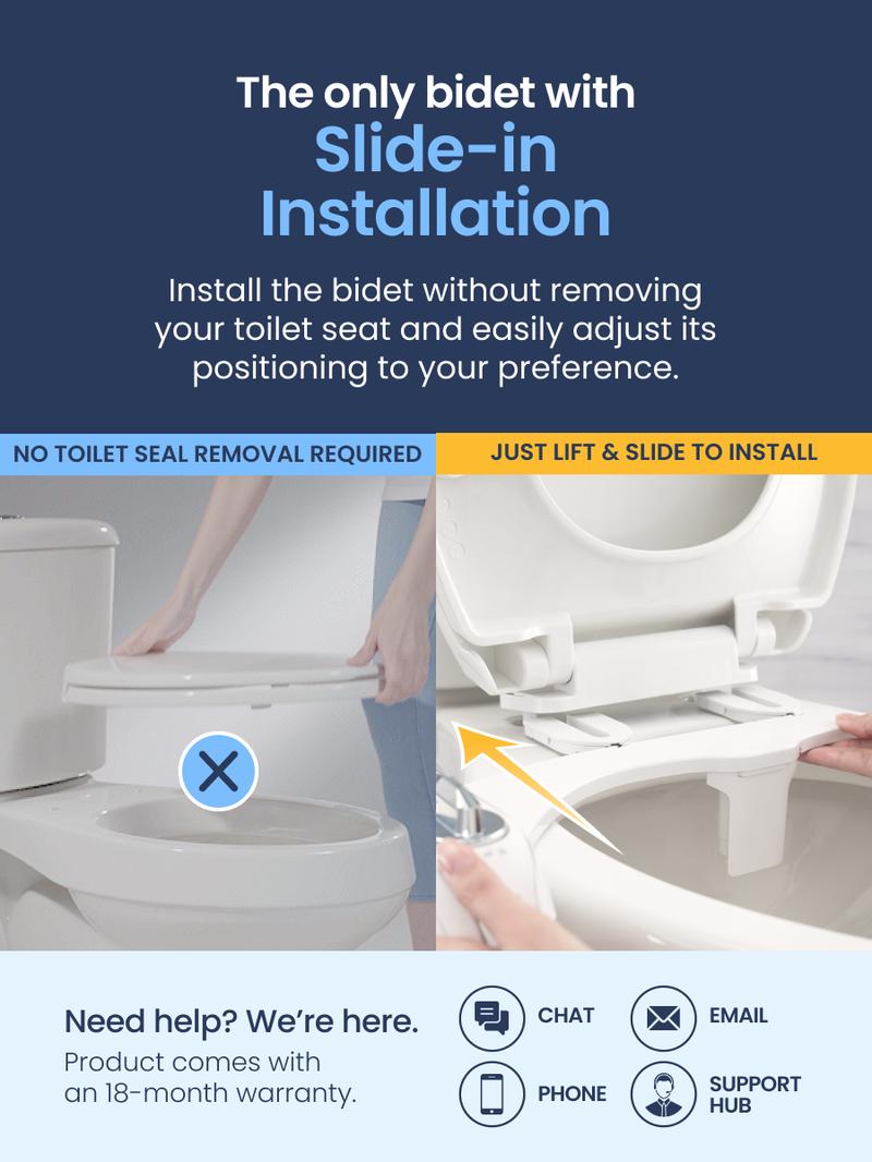 LUXE Bidet NEO 185 Plus - Rear & Feminine Wash, Bidet Attachment for Toilet Seat, Easy Slide-in Installation, Patented 360° Self-Clean, and Flip Feature