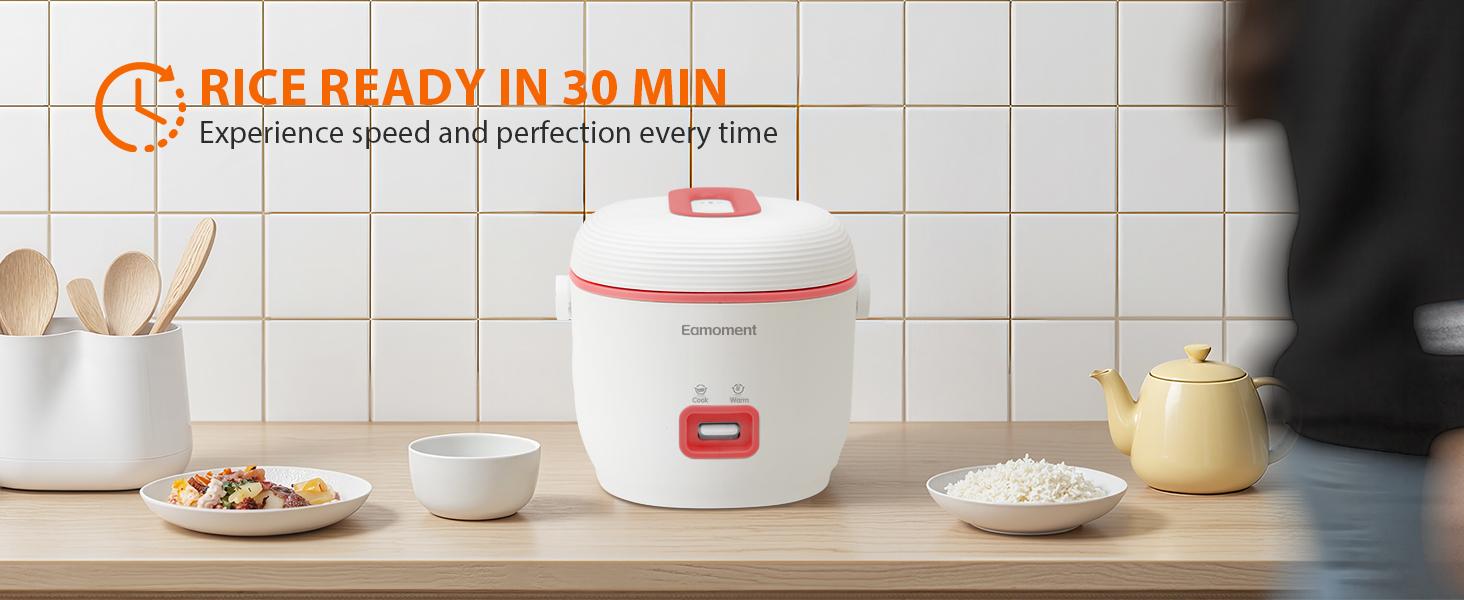 Automatic Mini Rice Cooker Robot - Compact & Easy One-Touch Operation Multifunction Appliance for White Brown Rice Oatmeal Soups Porridge Noodles - Non-Stick Coating & Balanced Heating