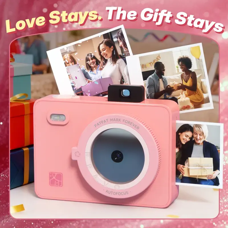 HPRT Digital Cameras Instant Print Camera with Wrist Strap, 2x3 Portable Bluetooth Photo Printer, USB-C, Full-Color Dye-Sub Ink-Free Printing for iPhone & Android, Ideal for Travel, DIY Projects