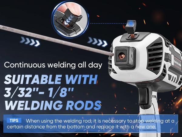 Saker Portable Welding Machine- 110-Volt Portable Welding Machine, Handheld Type, Using IGBT Converter, Capable of Achieving 5 Current Adjustments, Portable Arc Welding Gun, Suitable for 3/32 Inch Steel Bars, Equipped with Welding Rods