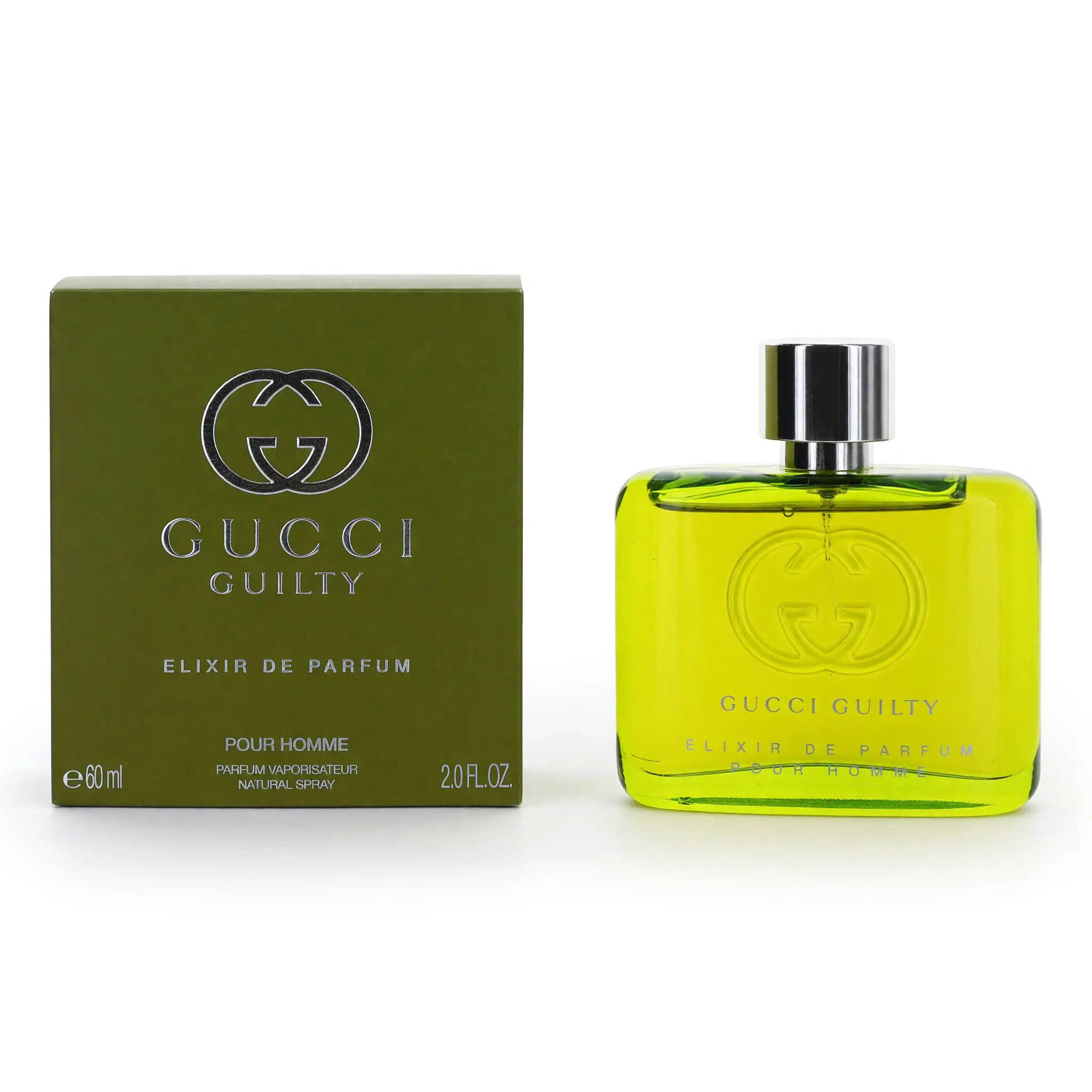 Gucci Guilty Elixir De Parfum Pour Homme Parfum Spray for Men, 2oz, Spicy Wood Fragrance with Pimento Seeds & Vanilla, Men's Fragrance
