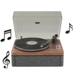 All-in-One Vinyl Record Player – Wooden Belt Drive Turntable with Built-in Speakers, Bluetooth & Auto Off