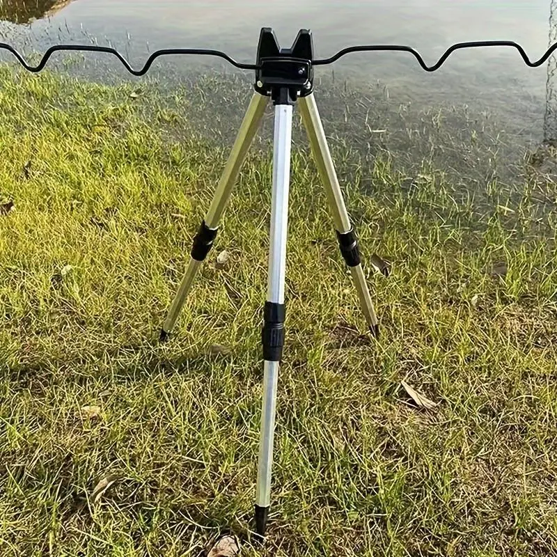 2counts/1count Aluminum Alloy Fishing Rods Holder, Fishing Rod Holders, Retractable Adjustable Tripod, Portable Fishing Accessories, Outdoor Fishing Accessories for Outdoor Fishing, Fishing Gear Accessories