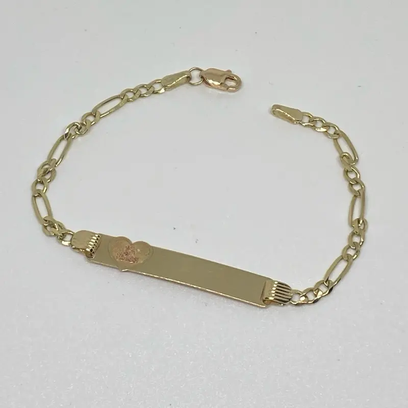 Real Gold 10K XV Bracelet with Heart Design and Chain Link Style Jewelry  7 inches long
