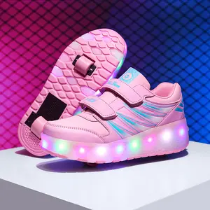 2026 New Exquisite Girls' Shoes for Boys Teenagers Students Adult Trendy Pink Breathable Mesh Heelys Shoes LED Luminous Shoes Fashion Sports Shoes Small Two-Wheel Skates Outdoor Sports Roller Shoes Girls Halloween Christmas Themed Boots Gifts Comfortable