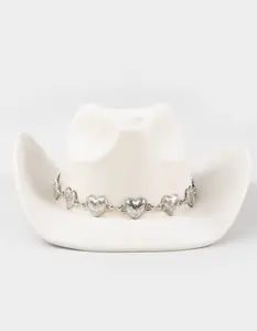 Heart Buckle Cowboy Hat, White Heart Buckle Cowboy Hat, White