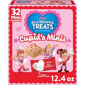 Rice Krispies Treats Mini Marshmallow Cereal Bars, Valentine's Day Snacks, Original with Holiday Sprinkles, 12.4oz Box (32 Count)​