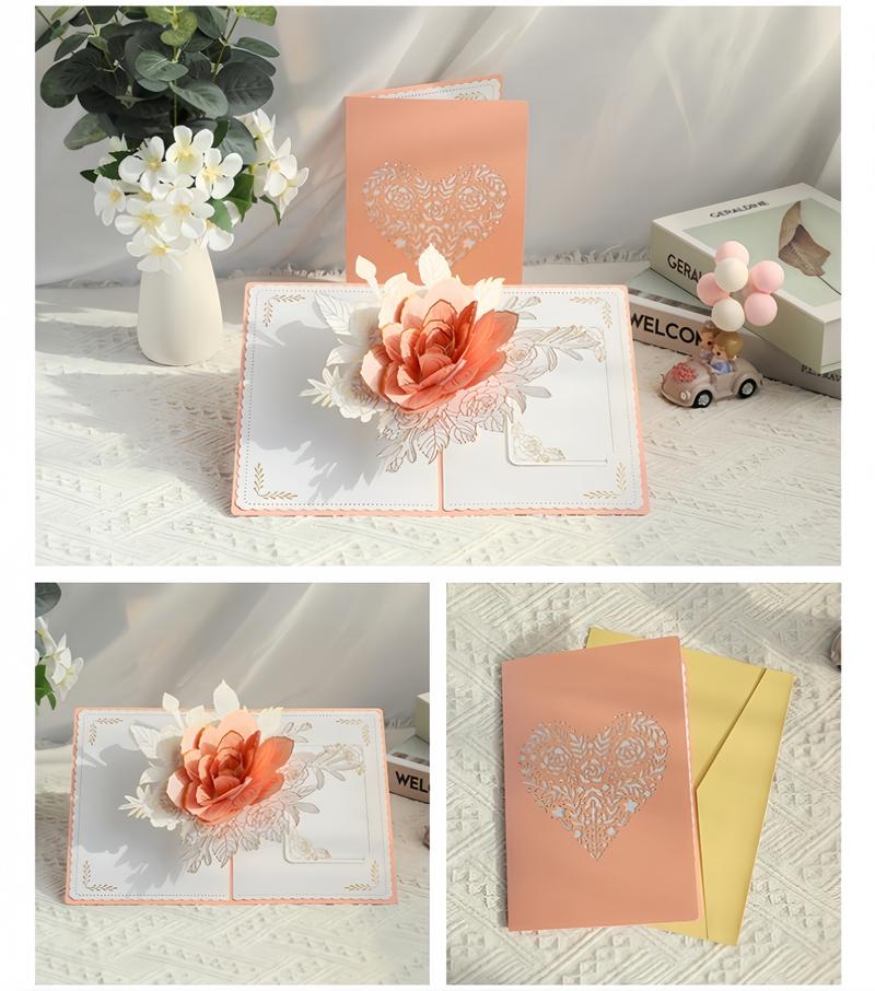 Valentine's Day Card, 3D Pop-Up Card with Flower Bouquet Keepsake Gift, Romantic Valentines Gifts and Flowers 2-in-1 Idea for Valentine, Birthday, Wedding, Anniversary, Easter, Wife Husband, Mom, Women, Him Her, Girlfriend Boyfriend