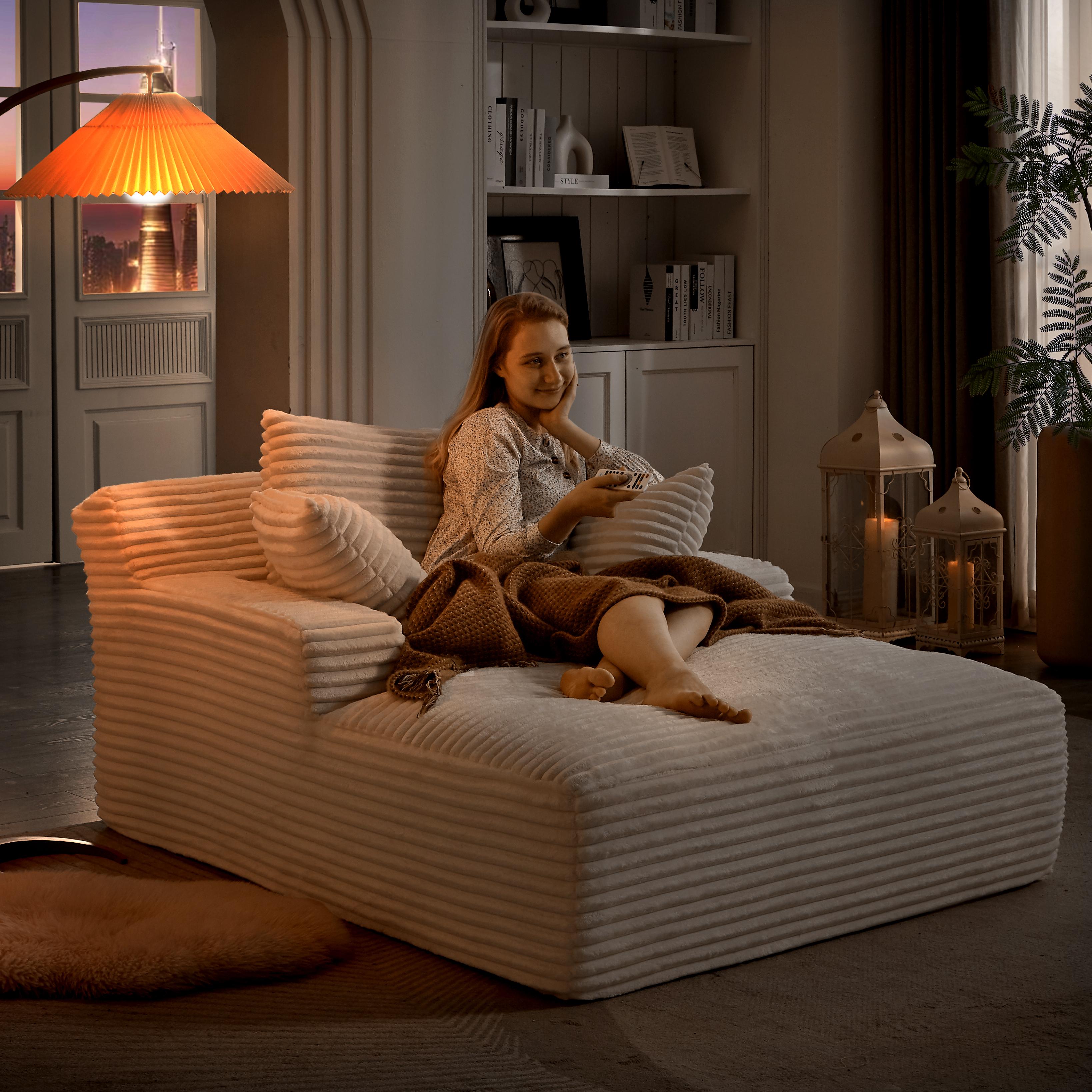 Boneless Couch Bed Chaise Oversized Lounge Series Plush Corduroy 1200LBS Load Bearing ,With Cup holder ,With Storage bag,No Assembly Required 24 Months Warranty,Upholstered Fluffy cloud sofa bed with Throw Pillows,Indoor Sleeper Chair Boneless Couch Bed Chaise Oversized Lounge Series Plush Corduroy 1200LBS Load Bearing ,With Cup holder ,With Storage bag,No Assembly Required 24 Months Warranty,Upholstered Fluffy cloud sofa bed with Throw Pillows,Indoor Sleeper Chair