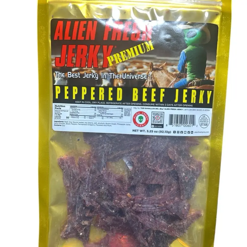 Alien Fresh Jerky Peppered 3.25 oz