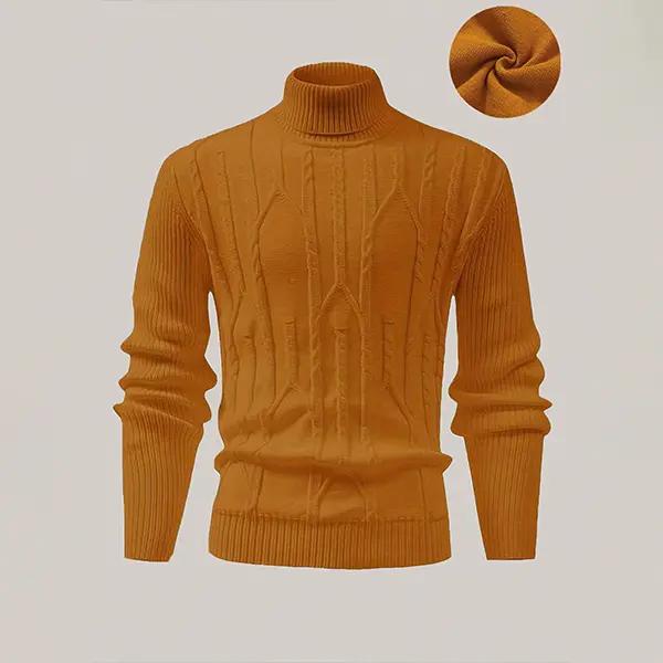 Men's winter long sleeved high neck knitted warm solid color base sweater for autumn and winter, trendy and versatile high street clothes for men