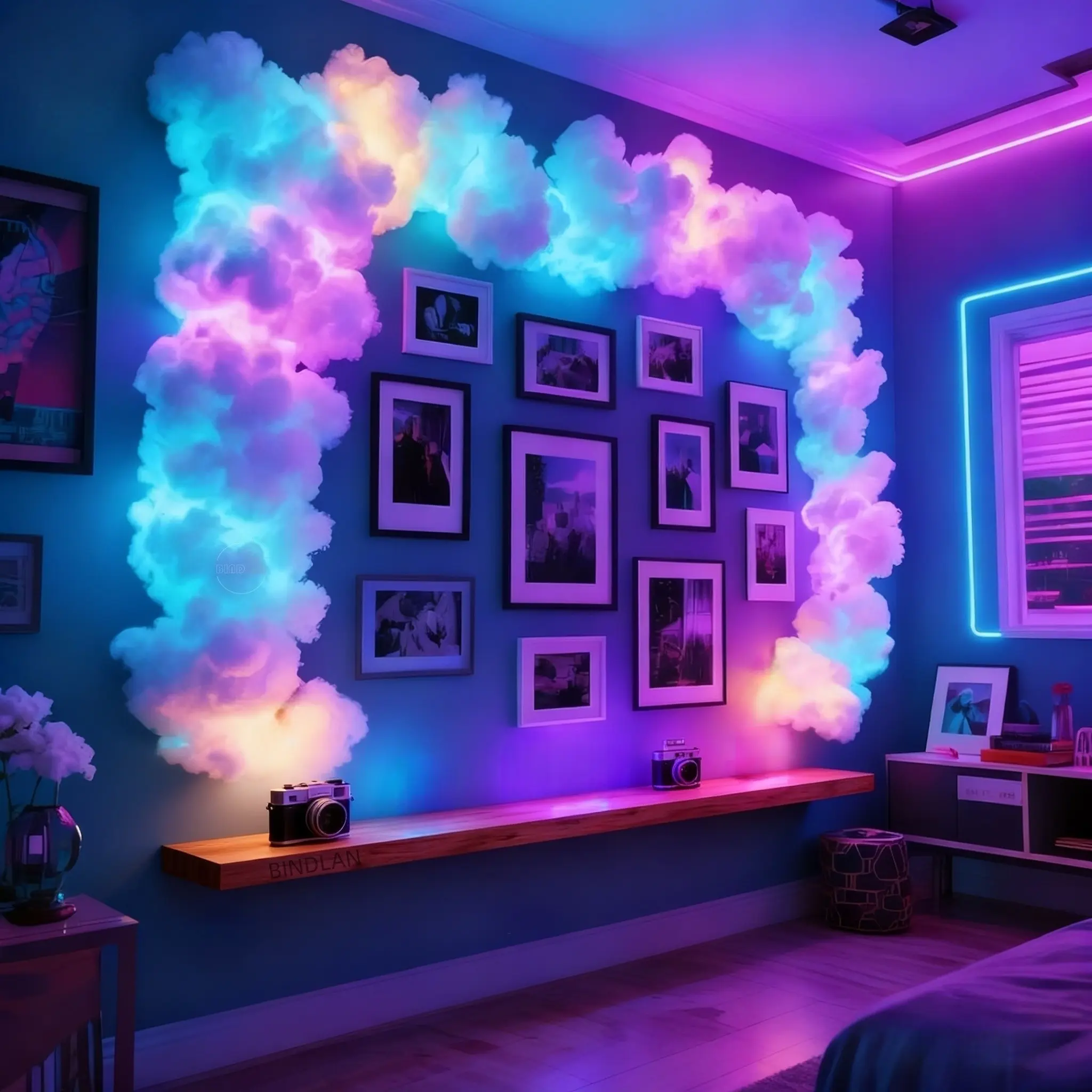1 Set LED Thunder Cloud Light Smart Light with Music Synchronized RGB Color Changing DIY for TV / Photo Background Wall, Door Frame / Stair Railing Decor Atmosphere Light, Festival Party Surprise Scene Glory, Led Atmosphere Lamp, Led Lighted
