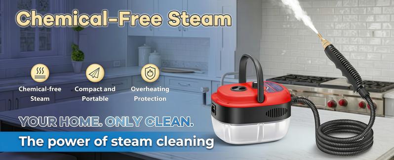 2500W handheld steam cleaner, high-temperature and high-pressure steam cleaner with Multi-Surface Application, portable car Cleaner with Brush Heads , suitable for kitchen grease, car detailing, and bathroom furniture cleaning