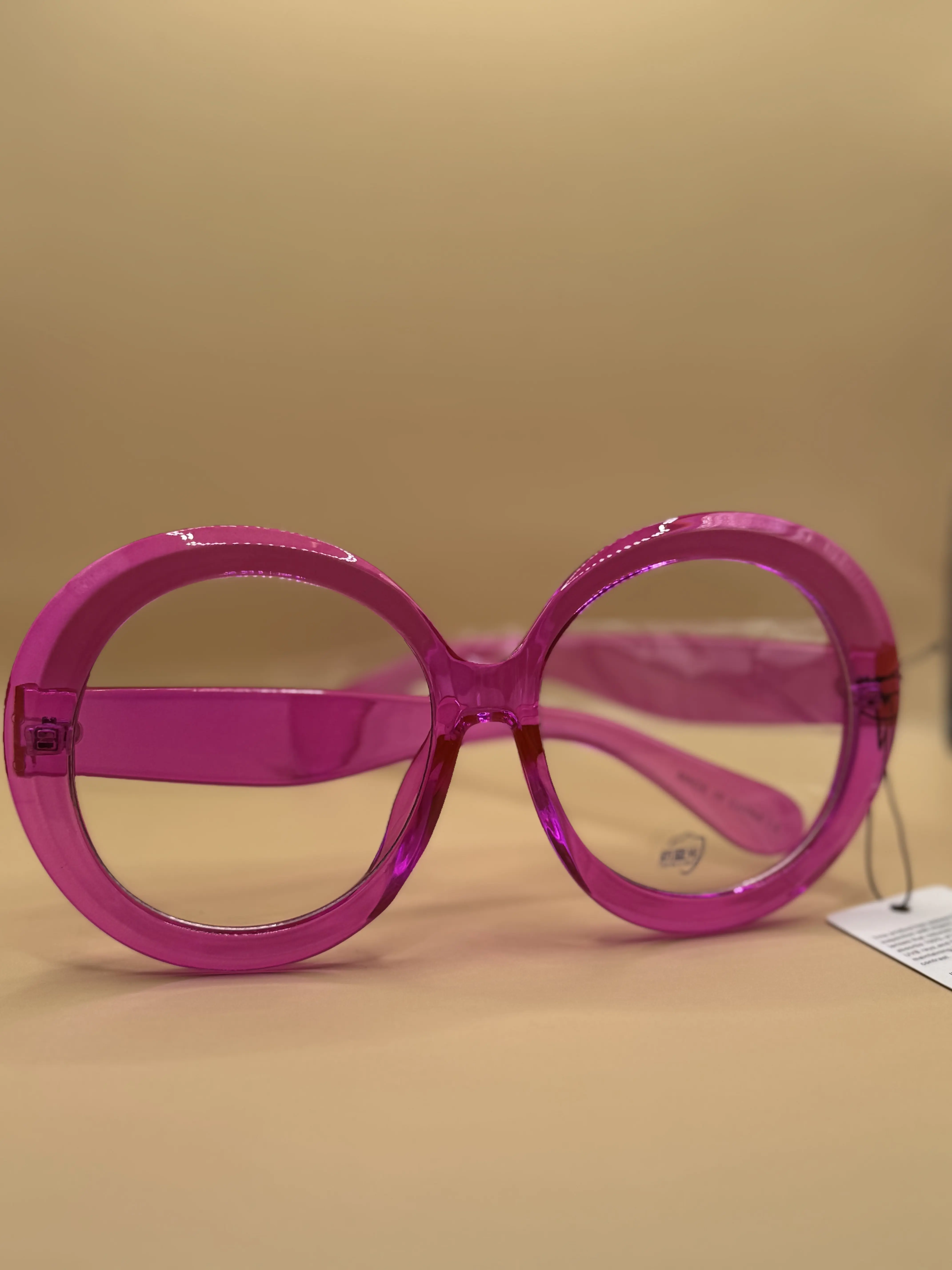 Pink Round Clear Lens Fashion Glasses – Non-Prescription Statement Frames