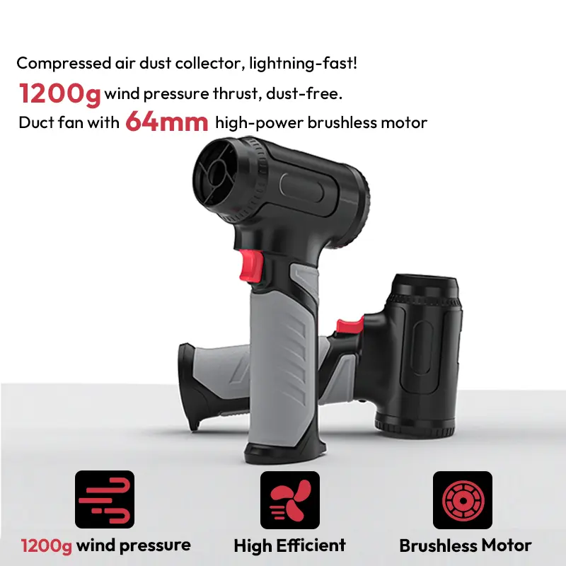 Electric Compressed Air Duster-Brushlesspure Copper Motor Jet Fan 64mm 1200g Wind Pressure High Power Efficient Dust Collection Versatile Use