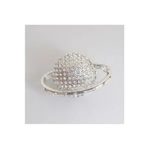 Small Globe Silver with Baguette Stones Lapel Pin