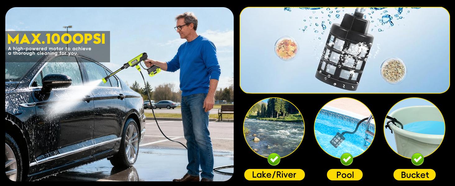 【FathersDayGift】SEESE Cordless Pressure Washer and Single Port Charger Base, Bottle Portable Washer for Car,Home Cleaning & Garden Watering Holiday gifts 【FathersDayGift】SEESE Cordless Pressure Washer and Single Port Charger Base, Bottle Portable Washer for Car,Home Cleaning & Garden Watering Holiday gifts