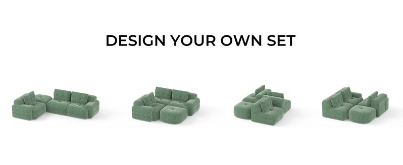 [New Year Deals] 112'' Sage Green Modular Sectional Sofa with Chaise Full-Foam Structure Woven Texture Upholstery Oversized Modern Couch for Living Room Compression Packaging Design,Christmas Gifts for the Whole Family: Husband & Wife, Mom & Dad