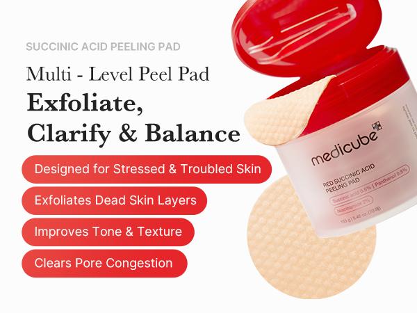 [medicube] Red Succinic Acid Panthenol Pads |  Niacinamide + Salicylic Acid Skincare
