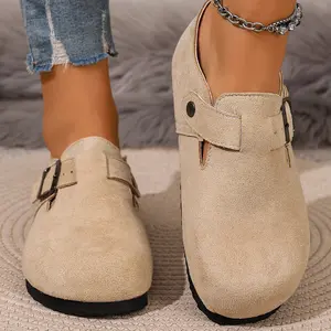 Women's Slip-On Clogs Sandals Trendy Suede Buckle Mules Stylish and Comfortable Casual Indoor Outdoor Shoes Springfresh