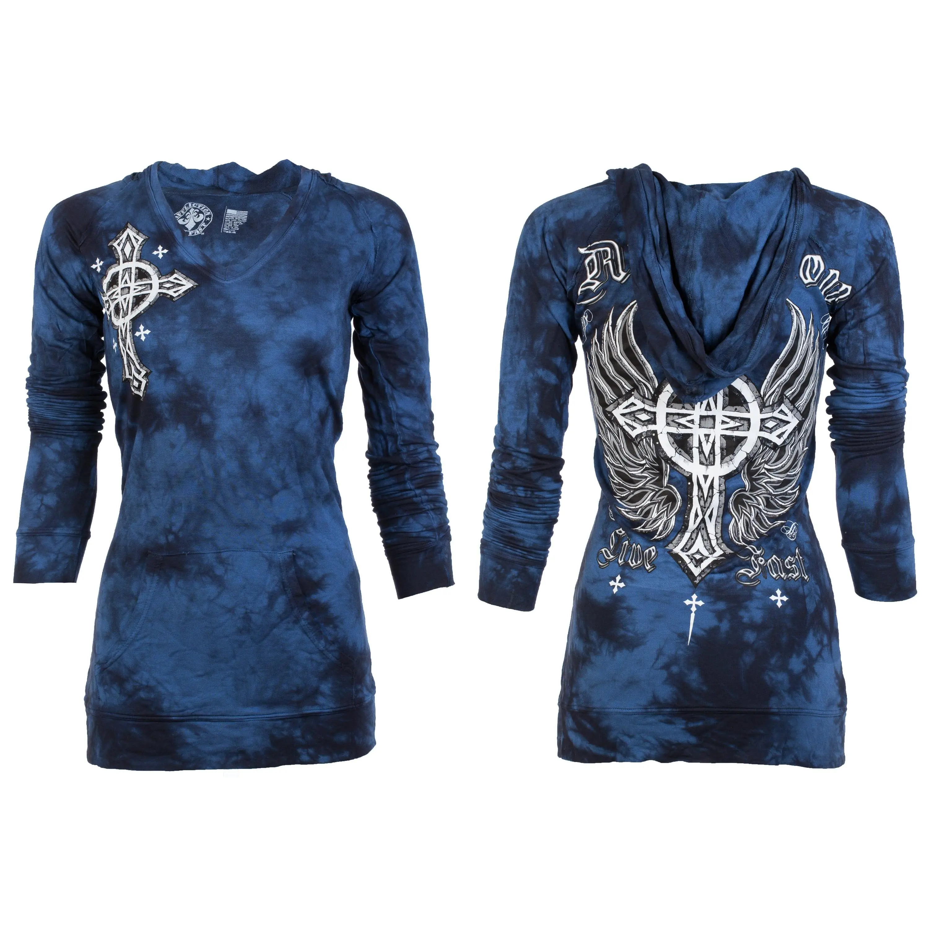 Affliction Women's Virtue Graphic Hoodie Jacket - 100% Cotton Long Sleeve Sweatshirt for All-Seasons Casual Wear, Hoodie Sweatshirt