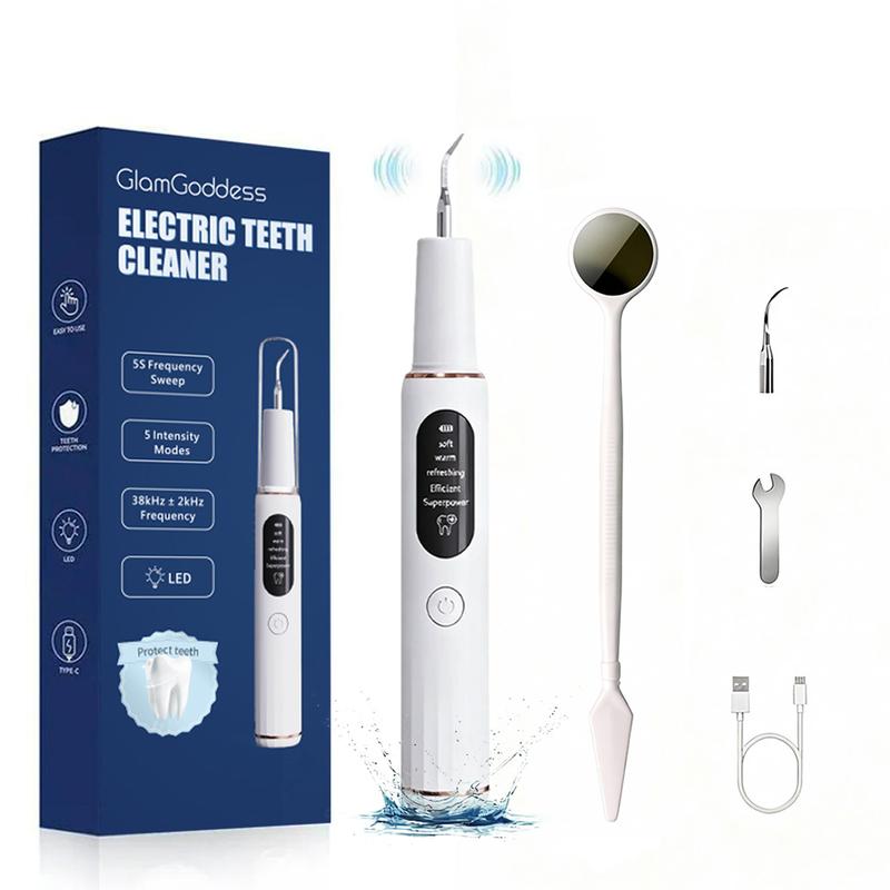 Fancylite Rechargeable LED Oral Plaque Remover，with Replacement Heads & Manual Auxiliary Cleaning Tools, Oral Irrigator for Home Use, Tartar Remover for Teeth,Remover Teeth Cleaning Kit