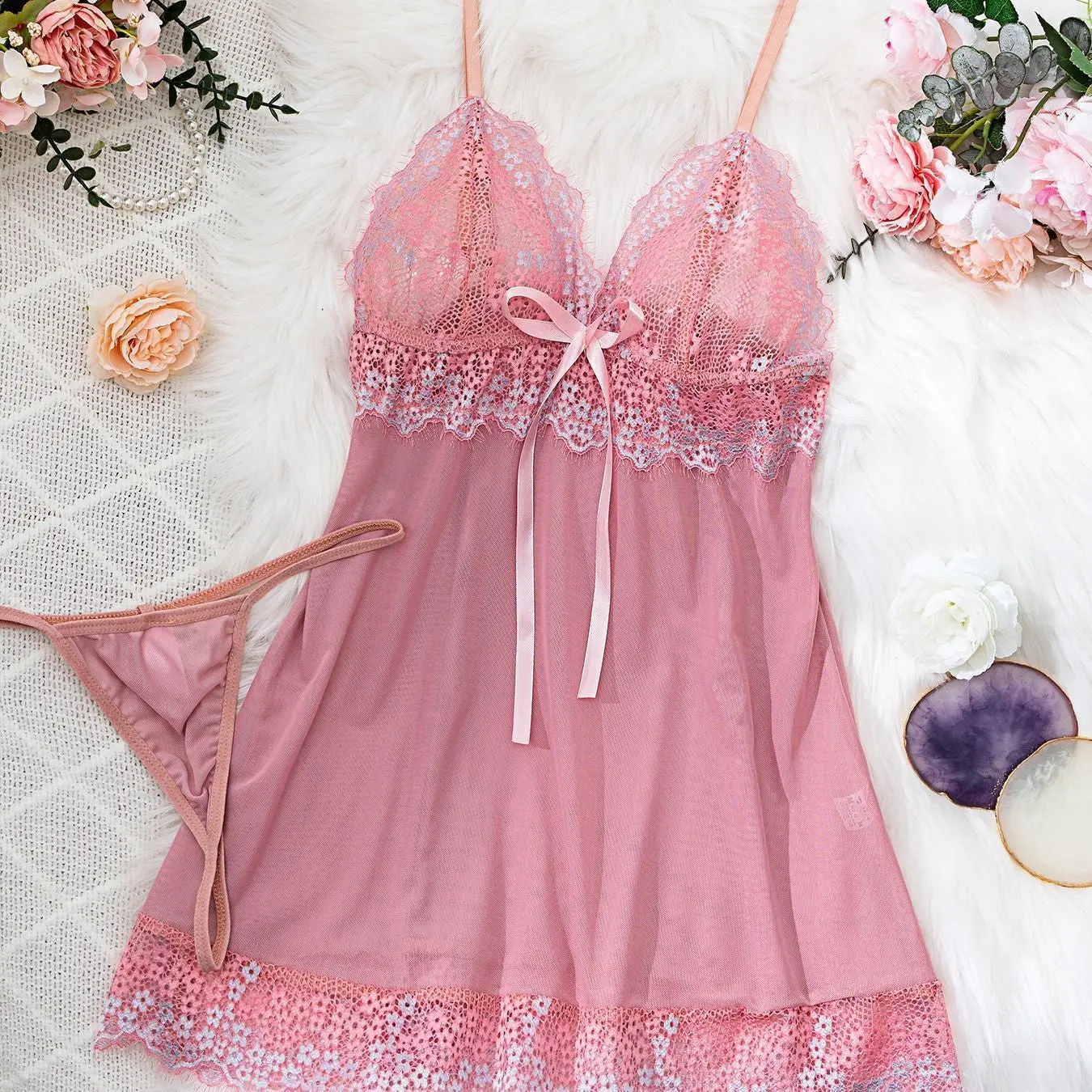 Blush Whisper Babydoll Set