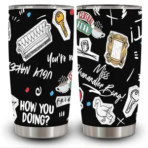 Tervis Traveler Friends Collage Triple Walled Insulated Tumbler Travel Cup Keeps Drinks Cold & Hot, 20oz, Stainless Steel